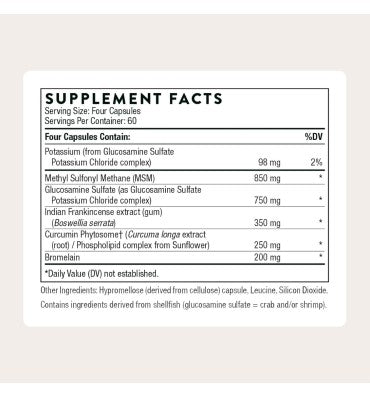 Thorne Joint Support Nutrients, Glucosamina, MSN, Cuúrcuma. 240 caps