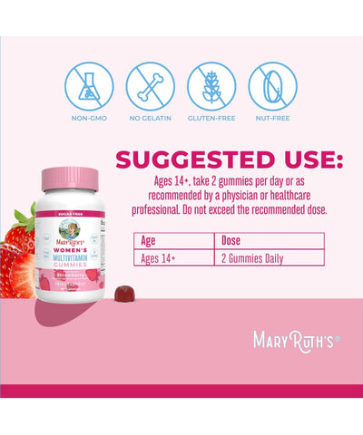 Mary Ruth´s, Multivitamínico para Mujer, sabor Fresa, sin azúcar. 60 gomitas.