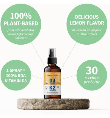 Vitamina D3 5,000 IU + K2 120 mcg, líquida, sabor Limón. 60 ml.