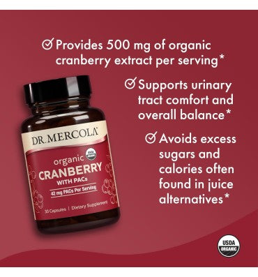 Cranberry Orgánico con Antioxidantes. 30 caps