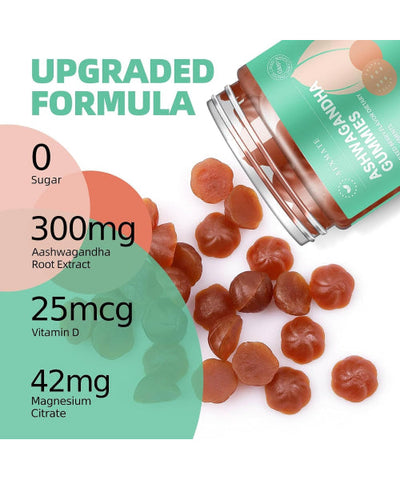 AFXMATE, Ashwagandha con Magnesio sabor Moras. 90 gomitas