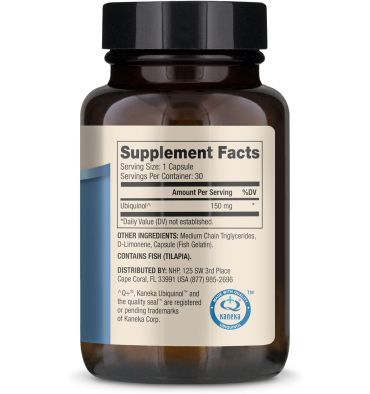 Ubiquinol 150 mg, salud Cognitiva y Cardiovascular. 30 caps.