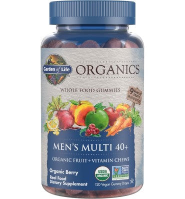 Garden of Life Organics, Multivitamínico para Hombre 40+, sabor Berries. 120 gomitas.