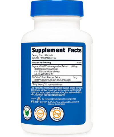 Nutricost, Extracto de Raíz de Ashwagandha KSM 66. 30 caps