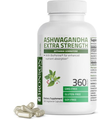 Bronson, Ashwagandha Extra Fuerte. 4 tamaños