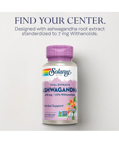 Solaray, Ashwagandha soporte Herbal. 60 Vcaps