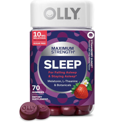 OLLY, Maxium Strenght Sleep, soporte descanso nocturno Extra Fuerte 10. 50 y 70 gomitas
