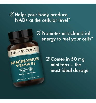 Dr. Mercola, Vitamina B3, Niacinamida, 50 mg.