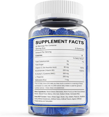 Azul de Metileno Grado farmacéutico. en Gomitas. 60 cont