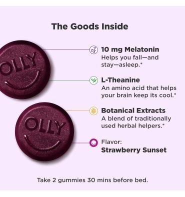 OLLY, Maxium Strenght Sleep, soporte descanso nocturno Extra Fuerte 10. 50 y 70 gomitas