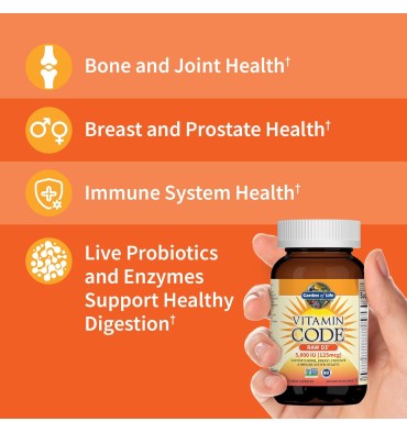 Garden of Life Vitamin Code, Vitamina D3 5000 IU. 60 Vcaps.