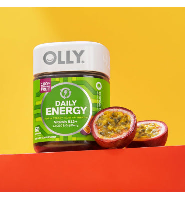 OLLY, Daily Energy, soporte vida activa diaria, sabor frutas tropicales. 60 gomitas