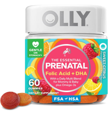 OLLY, Prenatal Essential, Multivitáminico sabor Limón Raspberry. 60 y 84 gomitas