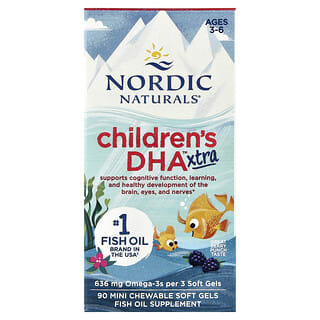 DHA para Niños Xtra, 3 a 6 años, Berry Punch, 90 Mini Masticable softgels