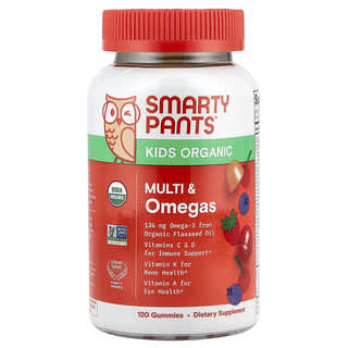 Niños Orgánico, Multi y Omegas Gomitas, Mixed Berry y Cereza, 120 Gomitas