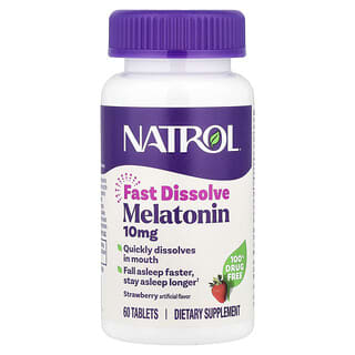 Melatonina, Fast Dissolve, Fresa, 10 mg, 60 tabletas