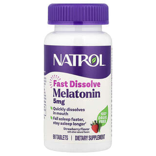 Melatonina, Fast Dissolve, Fresa, 5 mg, 90 tabletas