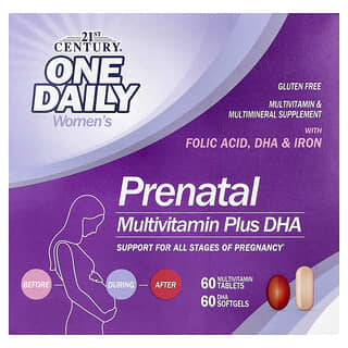 Prenatal Multivitamínico Plus DHA, 2 Bottles, 60 tabs / 60 softgels