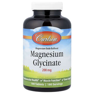 Carlson, Glicinato de Magnesio (200 mg). 180 tabs