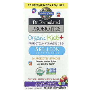 Garden of Life Organics, Probióticos y Vitaminas para Niños sabor Berries. 30 tabs masticables