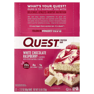Barras de Proteína Sabor White Chocolate Raspberry 12 Barras de 60 g c/u
