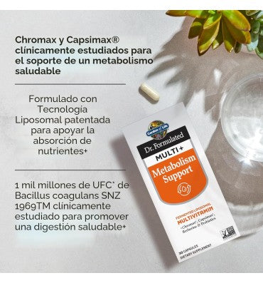 Garden of Life Dr. Formulated, Multi Plus, soporte para Metabolismo. 30 caps.