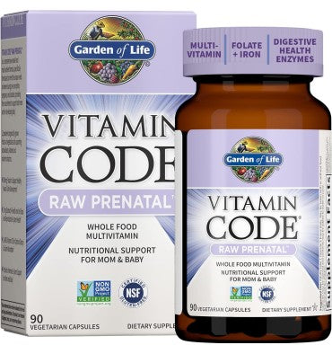 Garden of Life Vitamin Code, Multivitamínico Prenatal. 30, 90 y 180 Vcaps