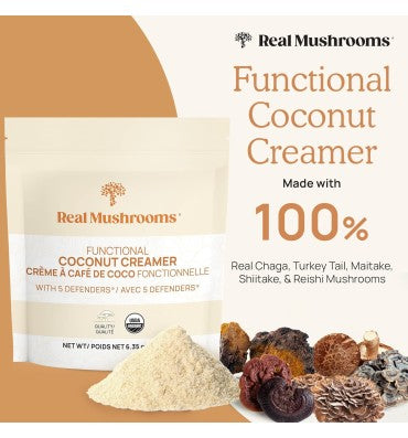 "5 Defenders Functional Coconut Creamer"; Mezcla de Hongos Orgánicos. 180 gr