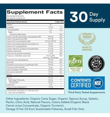 Multivitamínico y Omegas para Adultos. 180 gomitas.