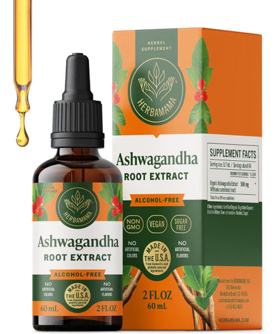 Herbamama, Raíz de Ashwagandha líquida para Mujer. 60 y 120 ml.
