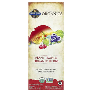 Garden of Life Organics, Hierro y Hierbas Orgánicas, sabor Cranberry-Lima. 240 ml