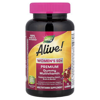 Alive!, Mujer 50+ Premium Gummy Multivitamínico, Cherry + Grape, 75 gummies