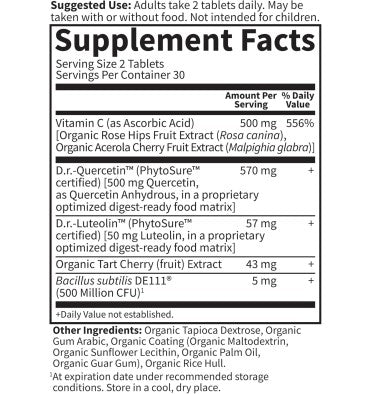 Quercetina Ácido Úrico. Vitamina C, Probióticos. 60 tabletas.