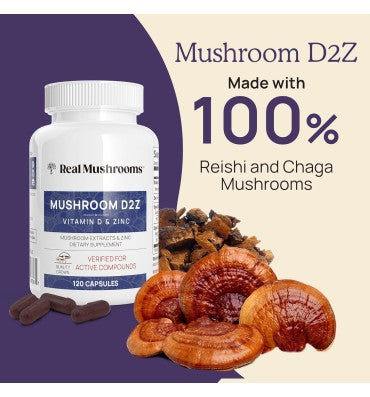 Mezcla de Hongos D2Z, Vitamina D y Zinc. 120 caps