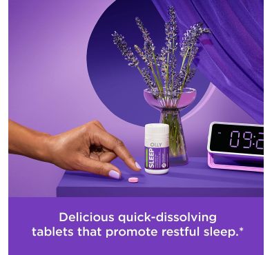 OLLY, Sleep, soporte para descanso nocturno pastilla sabor Fresa. 30 tabs