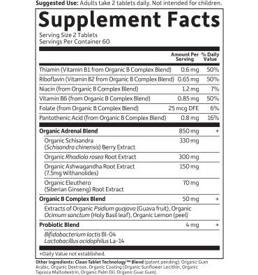 Garden of Life Organics, Soporte para sistema Adrenal. 120 Vtabs