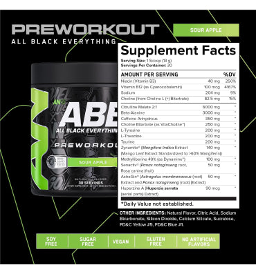All Black Everything , Pre Workout Powder, 13 sabores. 390 gr.