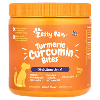Turmeric Curcumin Bites™ para Perros, Multifunctional, All Ages, Pato, 90 Soft Chews, 12.7 oz (360 g)