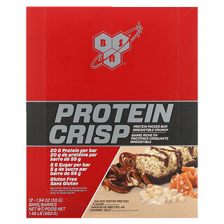 Barras Crujientes de Proteína Sabor Toffee Salado con Pretzel 12 Barras de 55 g c/u