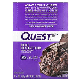 Barras de Proteína Sabor Doble Chocolate con Trozos 12 Barras de 60 g c/u