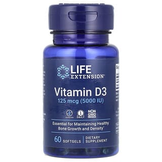 Vitamina D3, 125 mcg (5,000 IU), 60 softgels