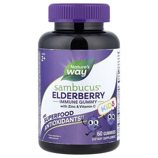 Sambucus Niños, Inmunidad Gomita con Zinc y Vitamina C, 2+ Años, Elderberry, 60 Gomitas
