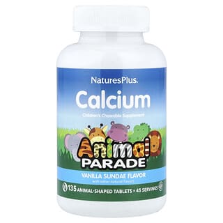 Animal Parade, Calcio, para Niños Masticable Supplement, Vanilla Sundae, 135 Animal-shaped Tabs