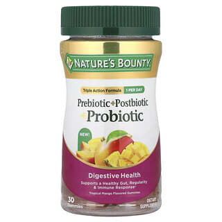 Prebiótico + Postbiótico + Probióticos Gummies, Mango Tropical 30 Gomitas