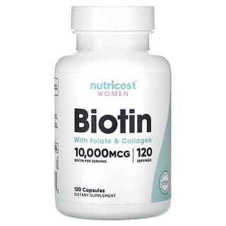 Mujer Biotina With Folato + Colágeno, 10,000 mcg, 120 caps
