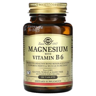 Solgar, Óxido de Magnesio con Vitamina B6. 100 tabs