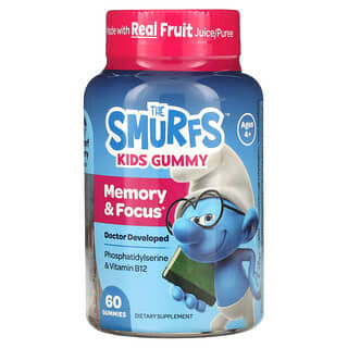 Niños Gomita, Memory y Focus, 4+ Años, Smurf Berry, 60 Gomitas