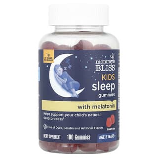 Niños Sueño gomitas con Melatonina, edades 3 años+, Fresa, 1 mg, 100 gomitas