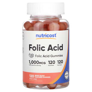 Ácido Fólico gummies, Berry Blend, 1,000 mcg, 120 gummies