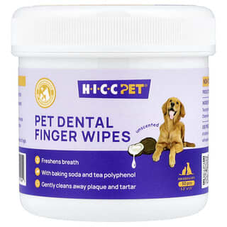 Pet Dental Finger Wipes, para Perros y Gatos, Unscented, 50 Pieces